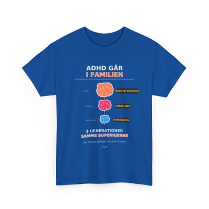 Tshirt - ADHD Går I Familien  - 3 Generationer Samme Superhjerne