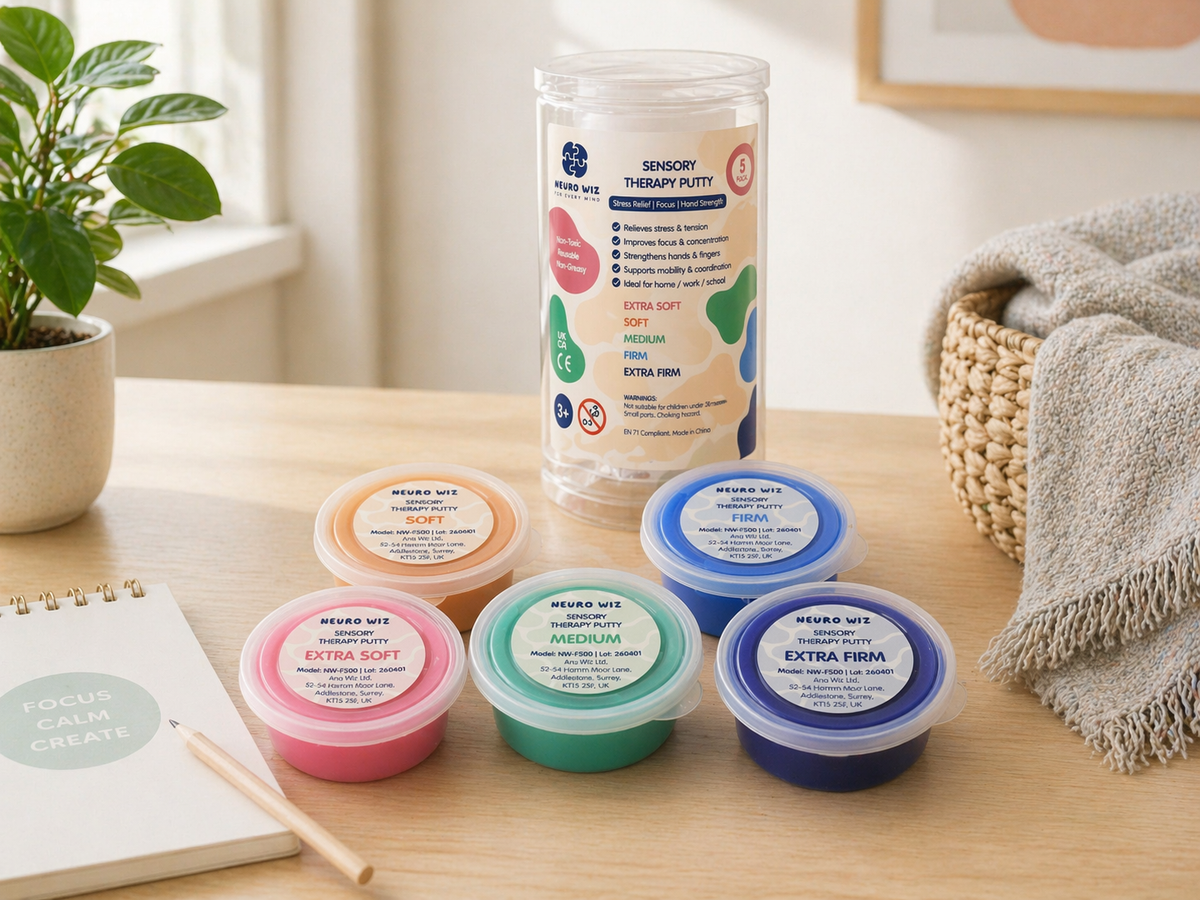 Sanseterapisæt med putty – 5 modstandsniveauer